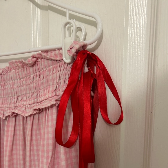 Damson Madder x Free People Pink Gingham Olivia Ruffle Midi Skirt Size 14, US 10 - Picture 9 of 16